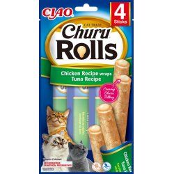 CIAO Churu Rolls Chicken Recipe wraps Tuna Cat Treat Chicken, Tuna 14 g