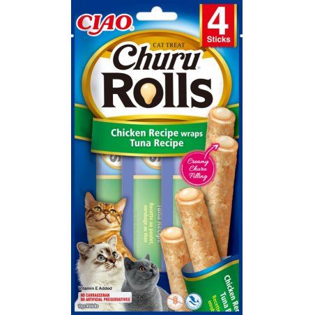 CIAO Churu Rolls Chicken Recipe wraps Tuna Cat Treat Chicken, Tuna 14 g