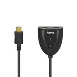 Hama 2x1 HDMI Switch, 2 Inputs, 1 Output, 1080p 60Hz, Plug and Play