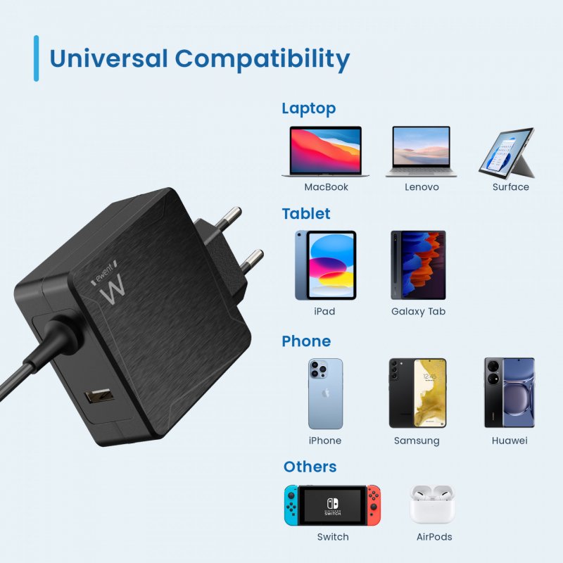 Ewent EW3978 mobile device charger Laptop Black AC Fast charging Indoor