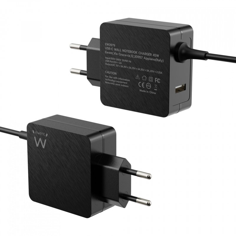 Ewent EW3979 chargeur d'appareils mobiles Ordinateur portable Noir Secteur Charge rapide Intérieure