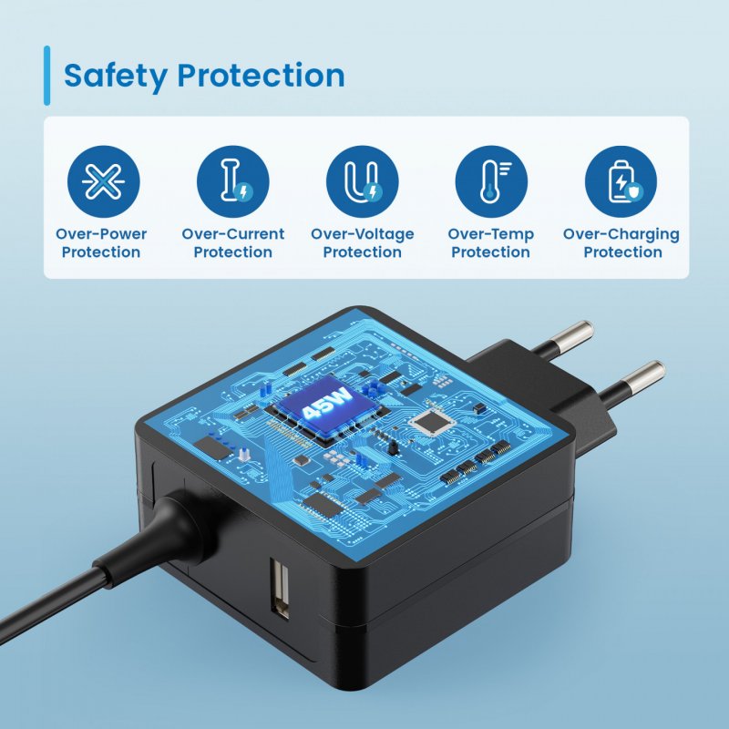 CARGADOR DISPOSITIVO MOVIL EWENT USB C 45W (ADICIONAL USB A)