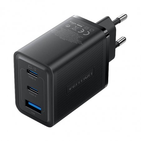 STOCKJBE1 - Wall charger, Vention, FERB0-EU, 2xUSB-C, USB- A, 65W/65W/30W, GaN (black)