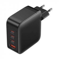 Wall charger, Vention, FEIB0-EU, 3xUSB-C, USB- A, 140W/140W/30W/18W, GaN (czarna)