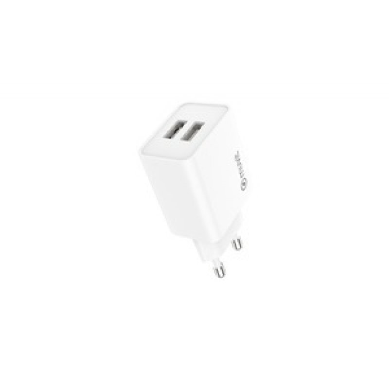 CHARGEUR SECTEUR 12W 2 USB-A PLASTIQUE RECYCLE BLANC