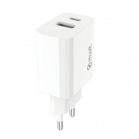 CHARGEUR SECTEUR 20W USB-C 18W USB-A RECYCLE BLANC
