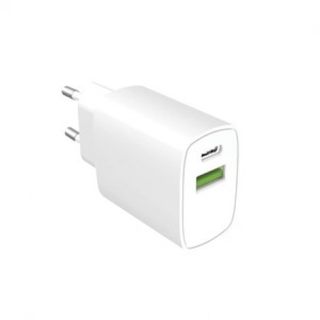VRAC CHARGEUR SECTEUR PD 20W USB-C USB-A BLANC