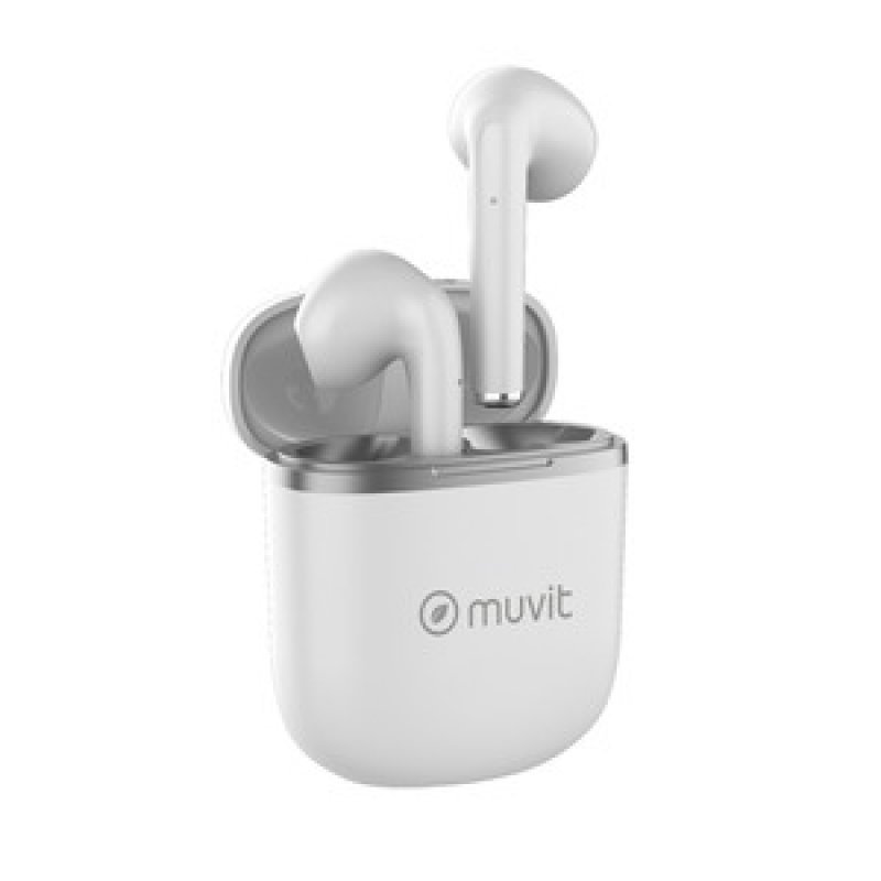 EARBUDS BLUETOOTH PURE PLASTIQUE RECYCLE BLANC