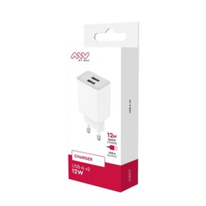 CHARGEUR SECTEUR 12W 2 USB-A BLANC