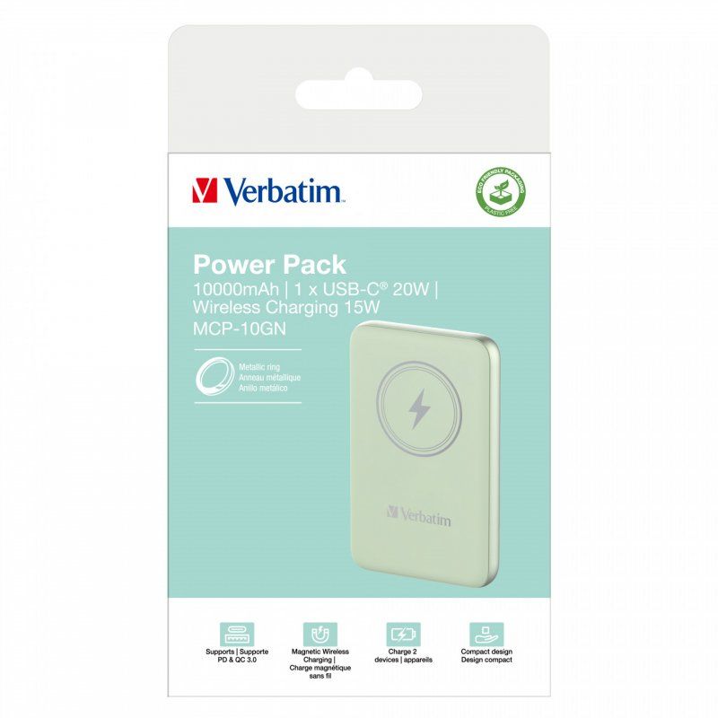 VERBATIM POWER BANK 10000 VERT