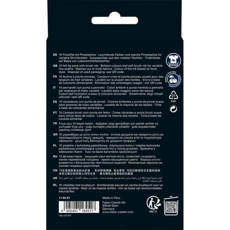 Faber-Castell - Brush pen Black Edition set (10 pcs) (116451)
