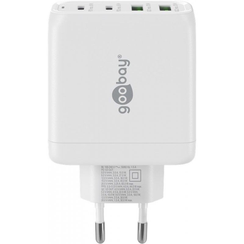 Goobay 64818 chargeur d'appareils mobiles Écouteurs, Ordinateur portable, Smartphone Blanc Secteur Charge rapide