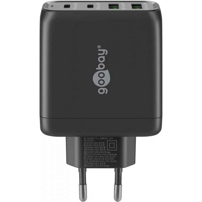 Goobay 64817 chargeur d'appareils mobiles Écouteurs, Smartphone, Tablette Noir Secteur Charge rapide Intérieure