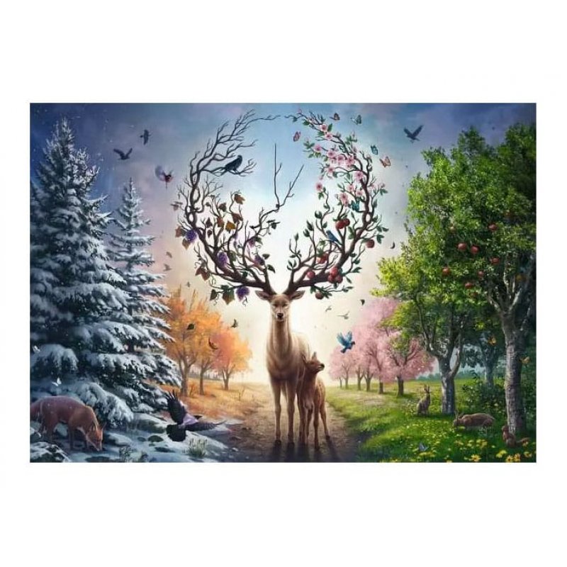 Original Ravensburger Quality puzzle Le cerf magique et les quatre saisons (1000 pièces)