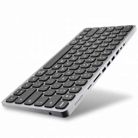 AXAGON HMC-KB keyboard USB-C 5Gbps with HUB, microSD/SD, 3x USB-A, HDMI 4K/60Hz, PD 100W, Audio, US