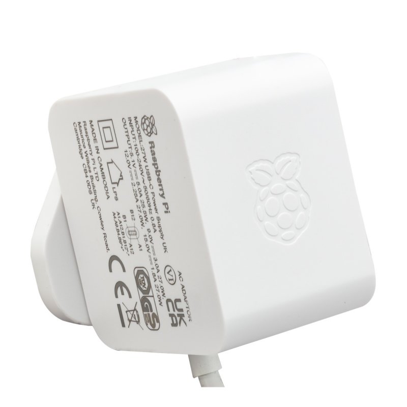 Raspberry Pi 5 offizielles Netzteil USB-C 27W White