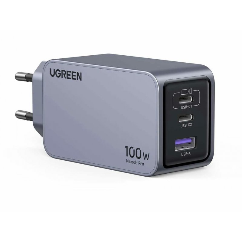Ugreen Nexode Pro EU 3-Port GaN PD Fast Charger With USB-C Cable Universel Noir, Gris Secteur Charge rapide Intérieure