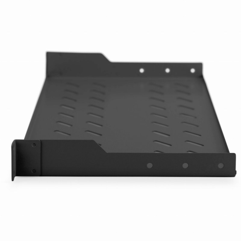 NWSZ Fachboden 19" 1HE Digitus compatible zum Festeinbau perforiert, Farbe black (RAL9005), bis zu 15 kg, 45x483x250 mm