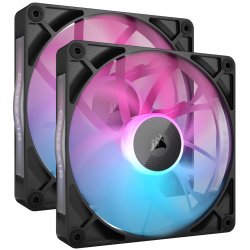 Corsair iCUE LINK RX140 RGB 14cm PWM Case Fans x2, 8 ARGB LEDs, Magnetic Dome Bearing, 1700 RPM, iCUE LINK Hub