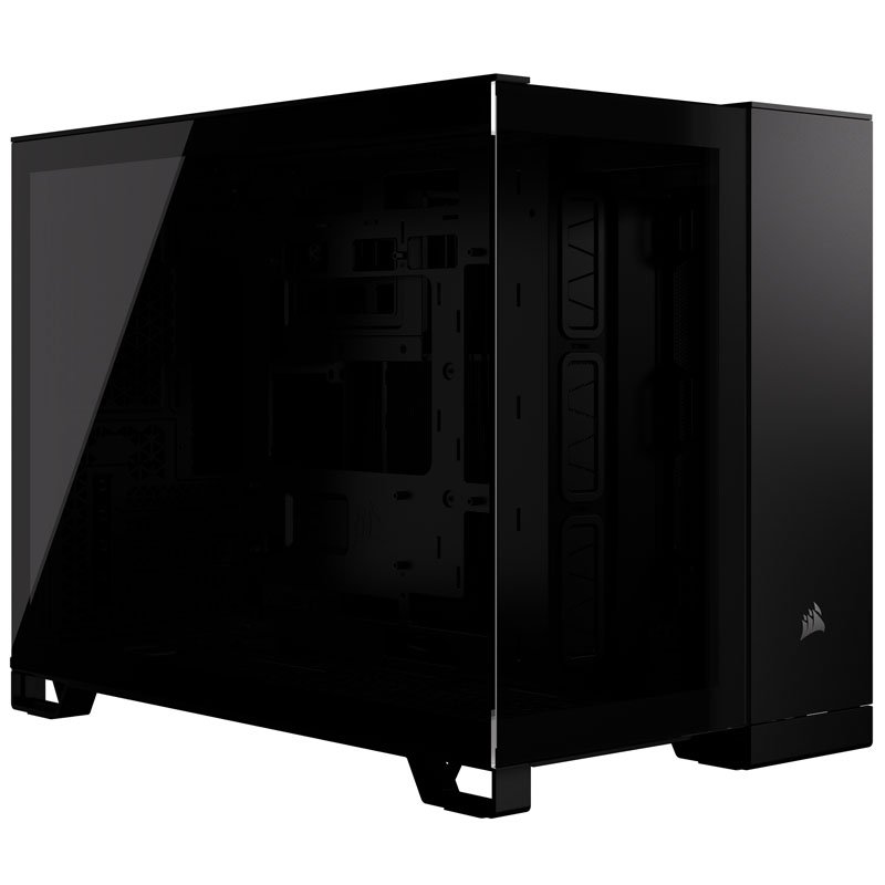 Corsair 2500X Airflow Dual Chamber Gaming Case w/ Glass Side & Front, Micro ATX, No Fans Inc., Mesh Panels, USB-C, Black