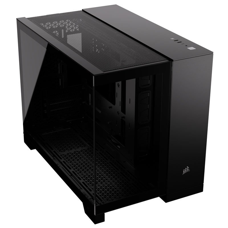 Corsair 2500X Airflow Dual Chamber Gaming Case w/ Glass Side & Front, Micro ATX, No Fans Inc., Mesh Panels, USB-C, Black
