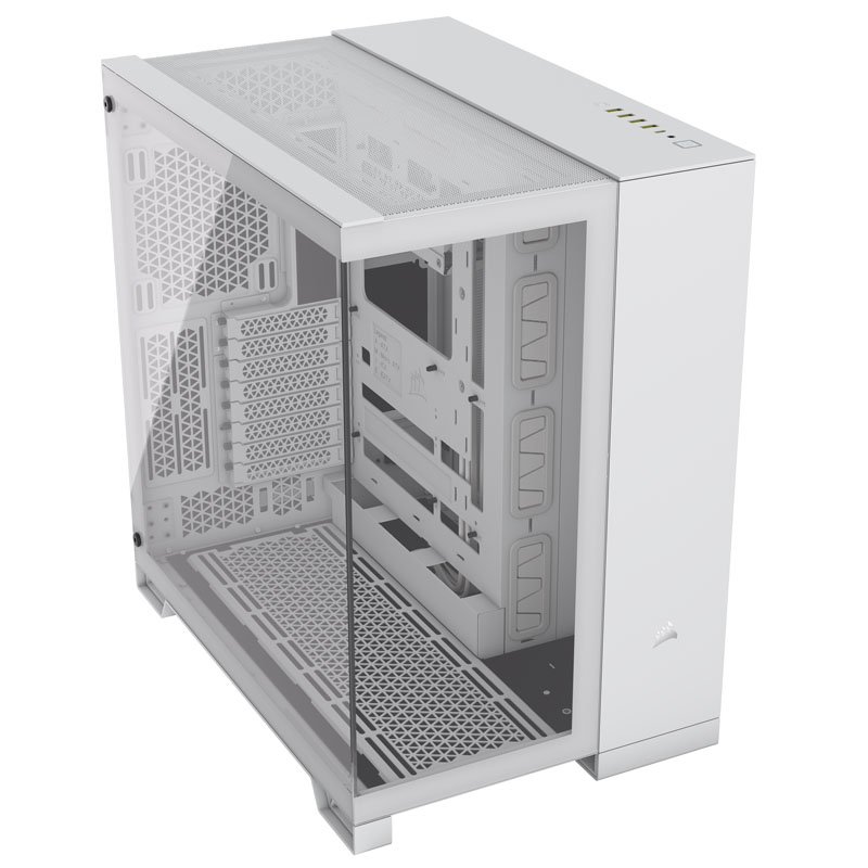 Corsair 6500X Dual Chamber Gaming Case w/ Glass Side & Front, ATX, No Fans Inc., Mesh Panels, USB-C, White