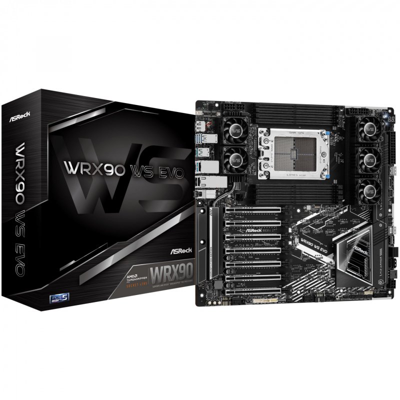 Asrock WRX90 WS EVO, Workstation, AMD WRX90, sTR5, EEB, 8 DDR5 ECC, Dual 10G LAN, SlimSAS, MCIO, 7x PCIe5 x16, 2x M.2