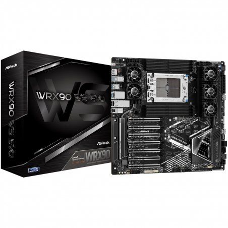 Asrock WRX90 WS EVO, Workstation, AMD WRX90, sTR5, EEB, 8 DDR5 ECC, Dual 10G LAN, SlimSAS, MCIO, 7x