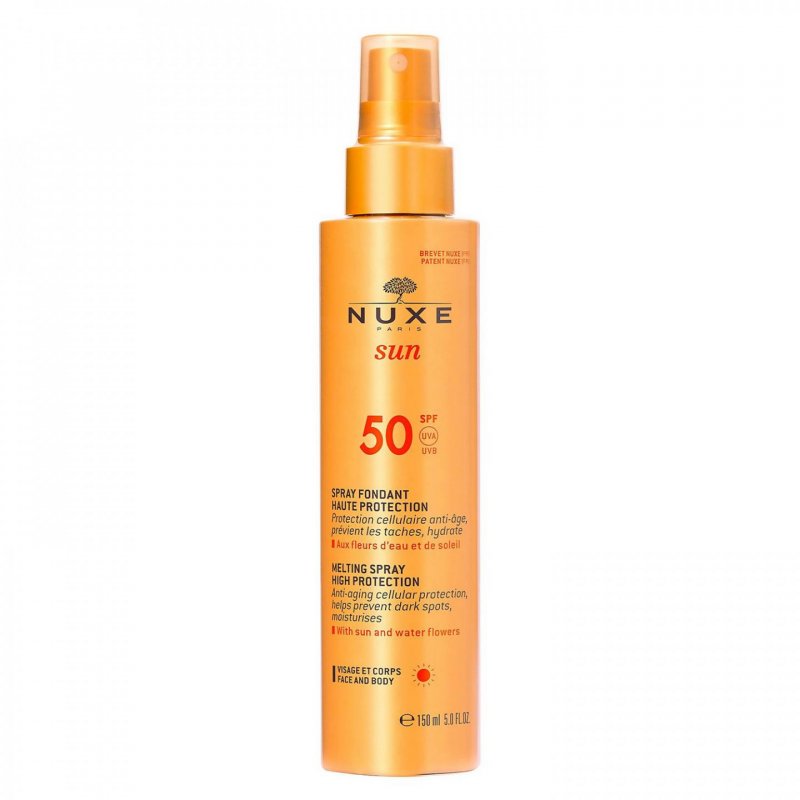 NUXE Sun Melting Spray SPF50 Lait de protection solaire Visage et corps 50 Adultes
