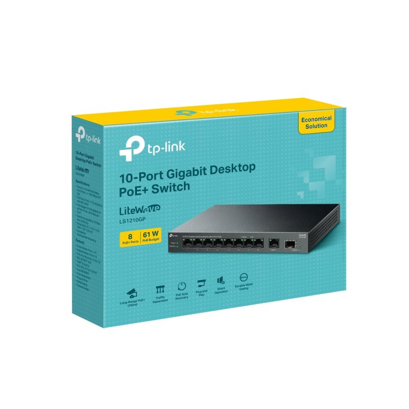 TP-Link LiteWave 10-Port Gigabit Desktop Switch with 8-Port PoE 