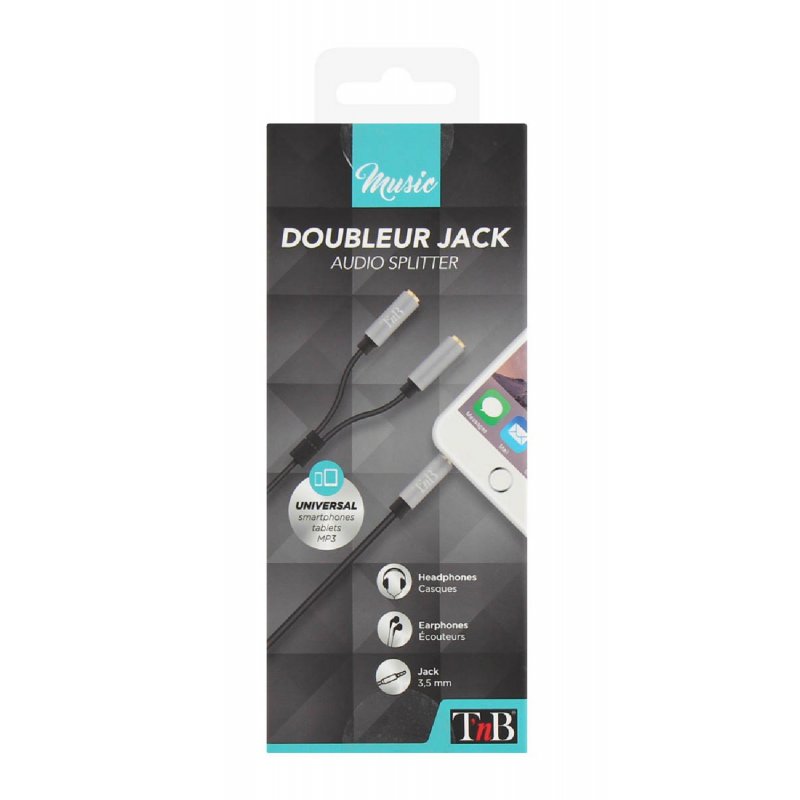 Doubleur Jack 3.5 T'nB M/F 20cm (Noir/Gris)