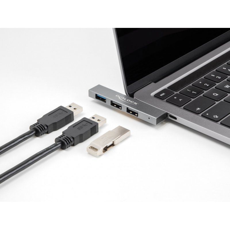 DeLock 3 Port Slim USB Hub mit USB Type-C, 64274