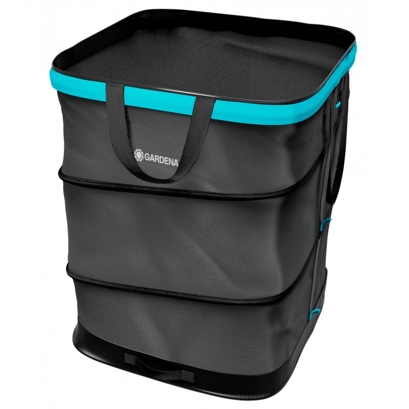 Gartenabfallsack PopUp Rechteckig, Größe M (schwarz/türkis, 127 Liter)
