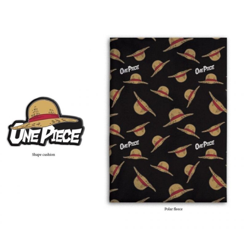 ONE PIECE - Chapeau de paille - Couverture Corail 100x140cm Coussin