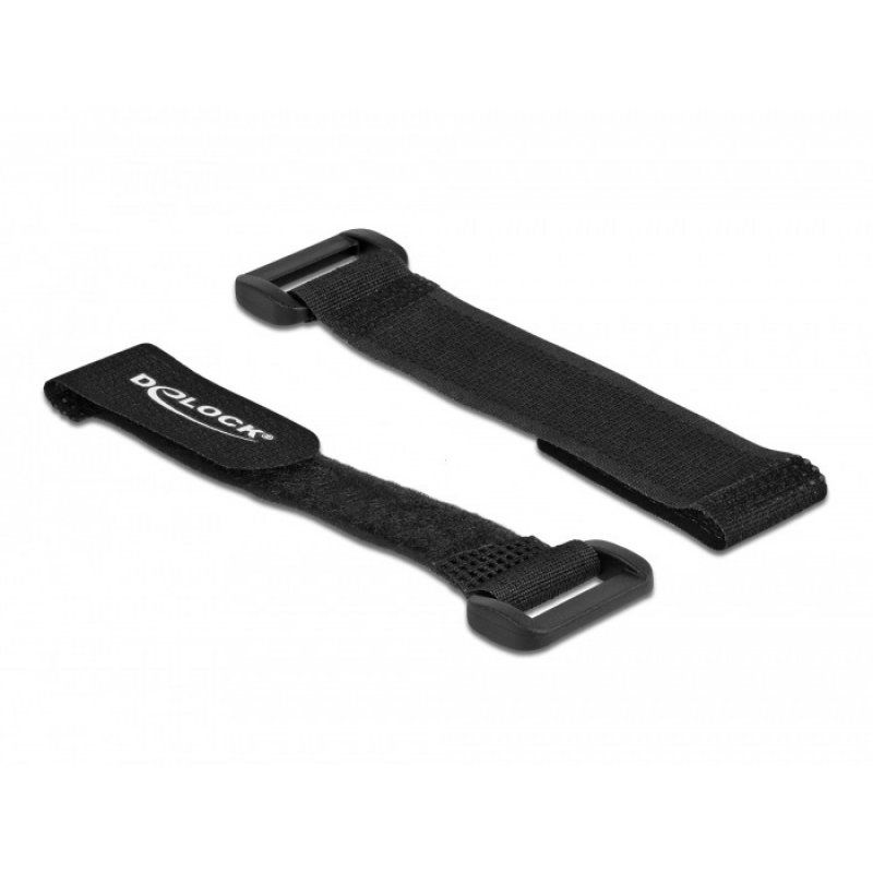 Delock Klett-Kabelbinder mit Schlaufe L 190 x B 25 mm schwarz 5 Stück