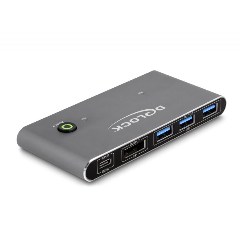 Delock DisplayPort KVM Switch 8K 30 Hz mit USB 5 Gbps