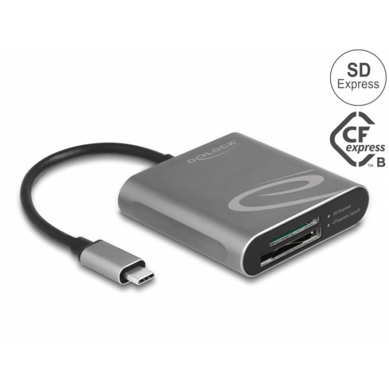 DeLOCK 91000 card reader USB 3.2 Gen 2 (3.1 Gen 2) Type-C Grey