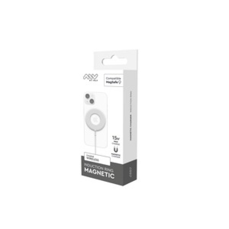 CHARGEUR SANS FIL MAGNETIQUE 15W MAGSAFE DONUT BLANC