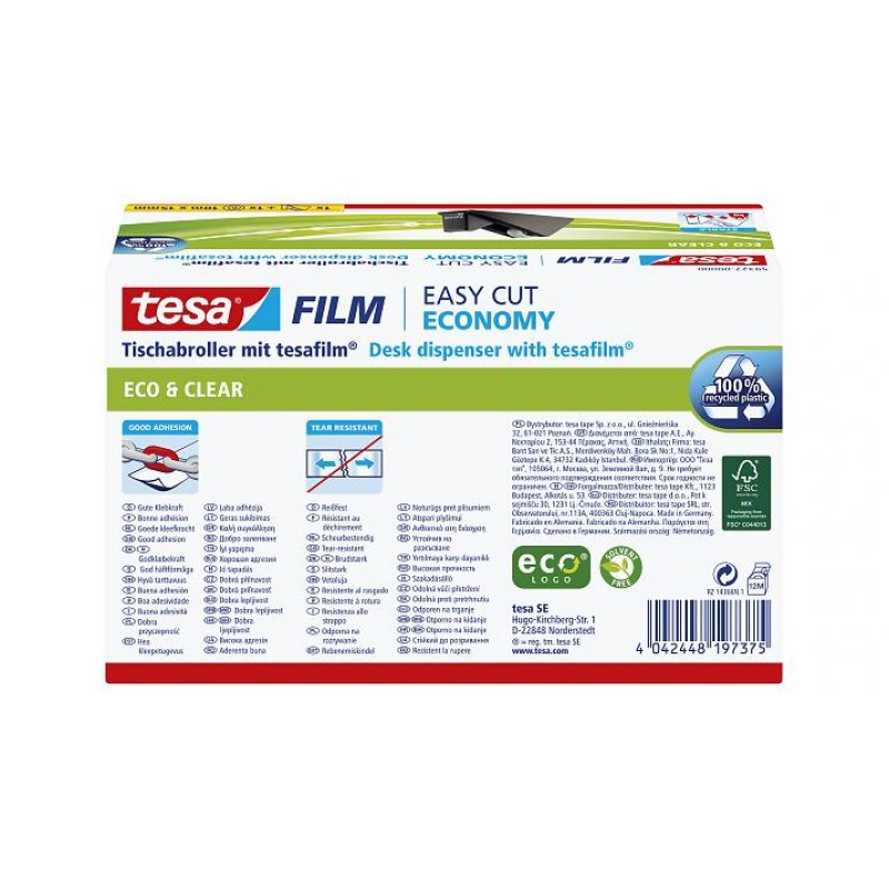 Tischabroller Easy Cut Economy 1 Rolle eco & clear 15mm (schwarz, 10 Meter)