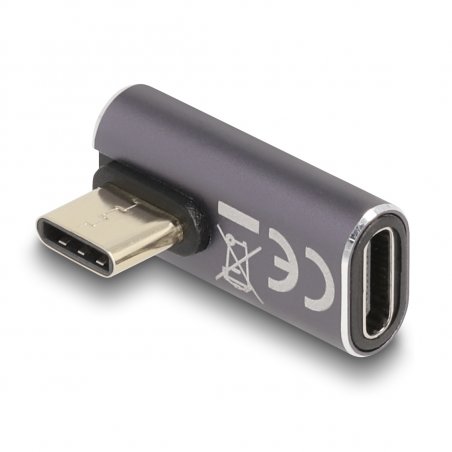 Delock USB Adapter 40 Gbps USB Type-C™ PD 3.0 100 W - Stecker zu Buchse gedreht gewinkelt links / rechts 8K 60 Hz