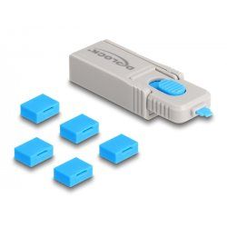 DeLOCK 20923 bloqueur de port Bloqueur de port clé USB Type-A Bleu, Gris Plastique 6 pièce(s)