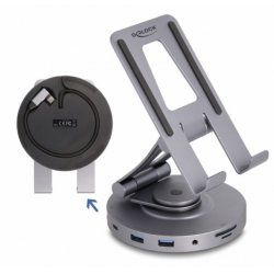 DeLOCK Station d’accueil de tablette et laptop 4K avec support intégré - HDMI / USB / Hub / SD / Micro SD / PD 3.0,