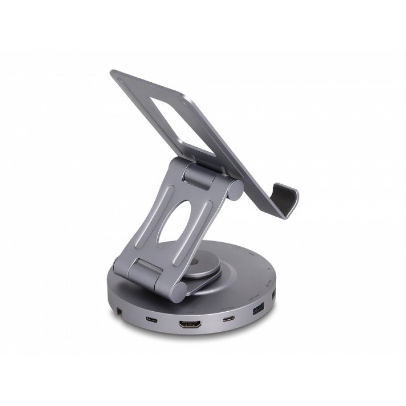 Delock Tablet und Notebook Dockingstation 4K mit integrierter Halterung - HDMI / USB / Hub / SD / Micro SD / PD 3.0 -