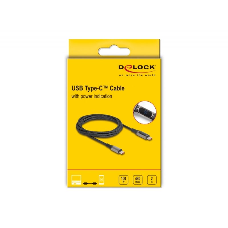 DeLOCK 86809 câble USB 2 m USB 2.0 USB B USB C Noir