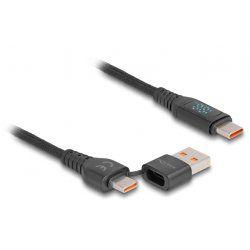 DeLOCK USB 2.0 Fast Charging Cable USB Type-C™ USB Type-A male to USB Type-C™ male PD 3.1 140 W with power