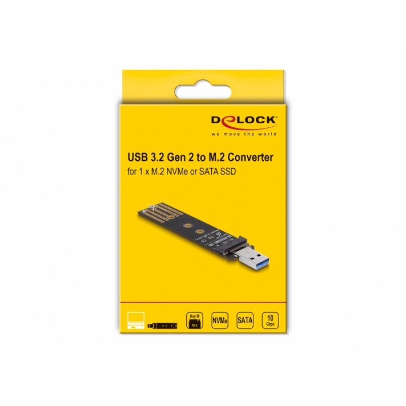 Delock Combo Konverter für M.2 NVMe PCIe oder SATA SSD mit USB 3.2 Gen 2