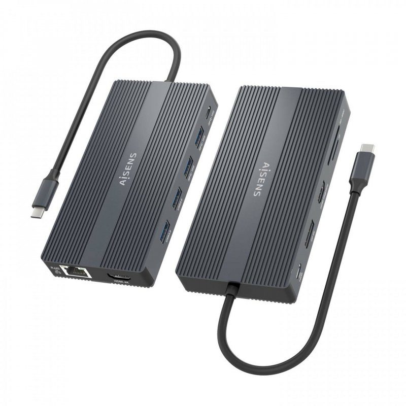 DOCK AISENS 12 EN 1 USB-C A 2xHDMI DP RJ45 4xUSB-A USB-C USB-C PD 20CM