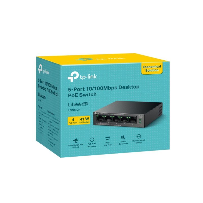 TP-Link LiteWave LS105P Non-géré Fast Ethernet (10/100) Connexion Ethernet, supportant l'alimentation via ce port