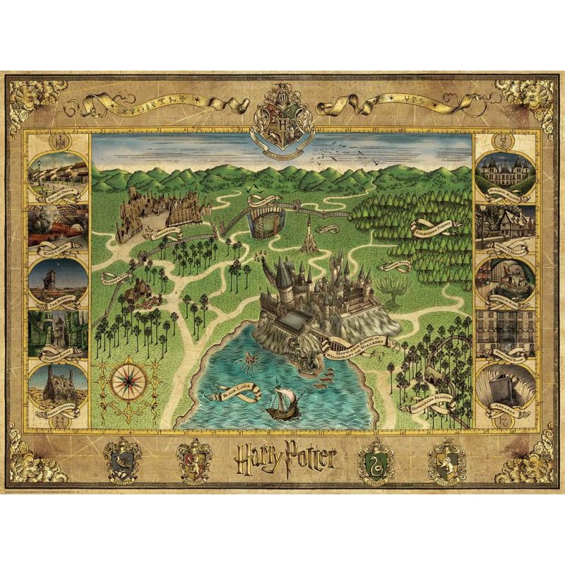 Ravensburger Puzzle 1500 p - La carte de Poudlard / Harry Potter