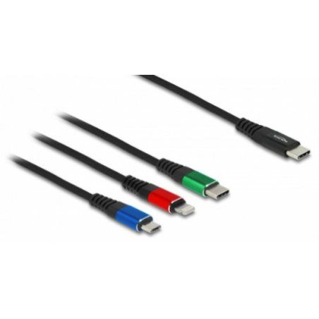 DeLOCK USB Charging Cable 3 in 1 USB Type-C™ to Lightning™ / Micro USB / USB Type-C™ 1 m